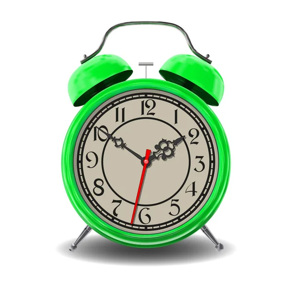 Reloj despertador verde . — Vector de stock