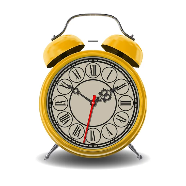 Reloj despertador amarillo . — Vector de stock