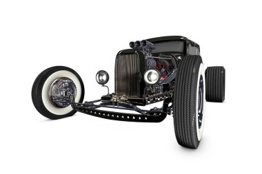 Hot Rod spor araba. Beyaz arka plan üzerinde izole. 3D render illüstrasyon