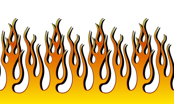 Naadloze Horizontale Fire Flame Illustratie Clip Art Vector — Stockvector