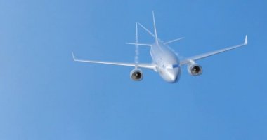 Gökyüzünde uçan bir uçak. 3D render