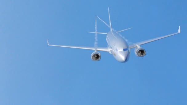 Avión volando en el cielo. Renderizado 3D — Vídeo de stock