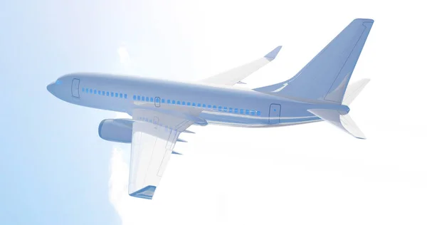 Letadlo letící. 3D vykreslování — Stock fotografie