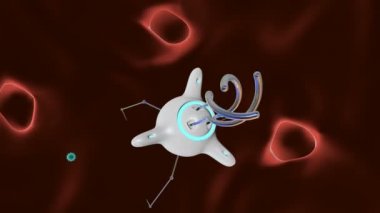 Nanorobot yakalar ve virüs yok eder. 3D render. Alfa mat
