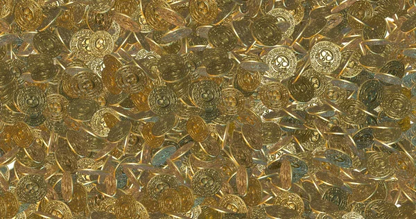 Lluvia de monedas de oro vintage. Renderizado 3D — Foto de Stock