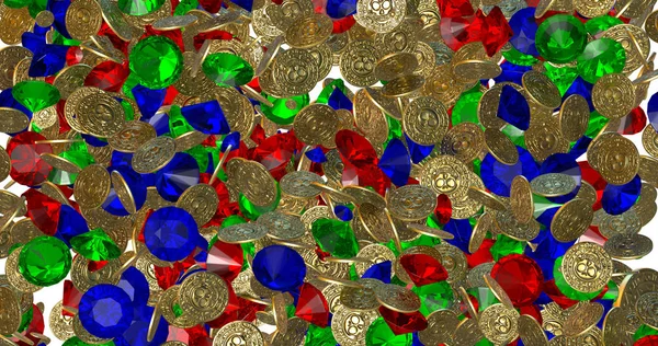 Rain of vintage gold coins. 3D render — Stock Photo, Image