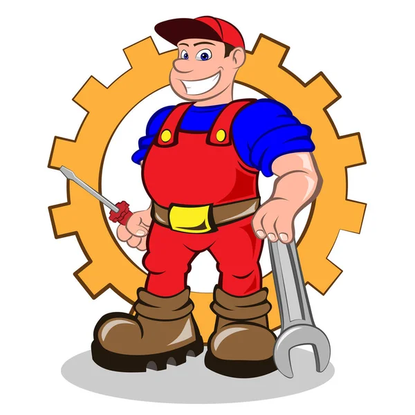 Uśmiechnięty mężczyzna mechanik — Wektor stockowy