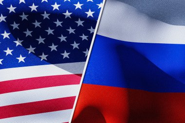 ABD ve Rusya bayraklarını. 3D render