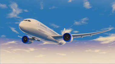 Uçan uçak. 3D render