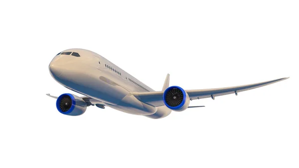 Commercial jet plane. 3D render. Bottom view side view — Stock Photo, Image