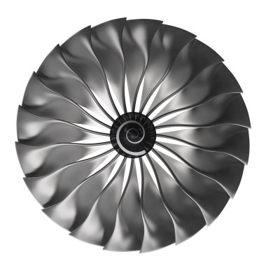 Jet engine, turbine blades of airplane, 3d render clipart