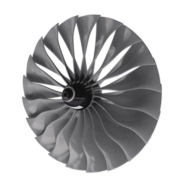 Jet motoru, uçak, 3d render türbin bıçaklar