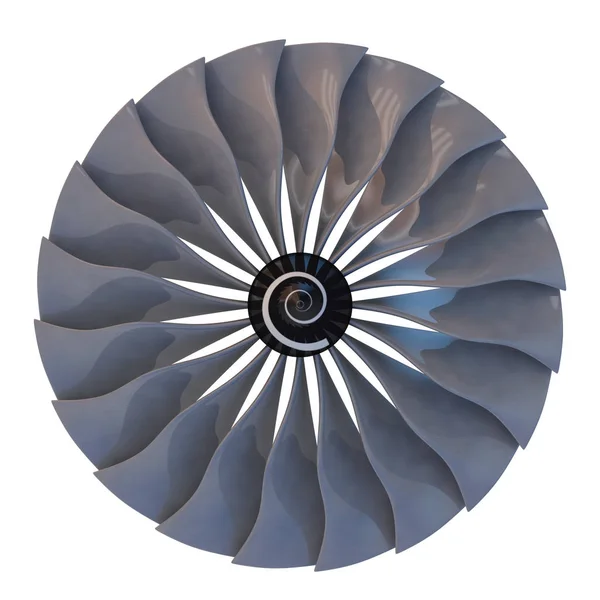 Jet engine, pales de turbine de l'avion, rendu 3d — Photo