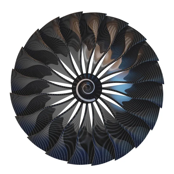 Jet engine, pales de turbine de l'avion, rendu 3d — Photo