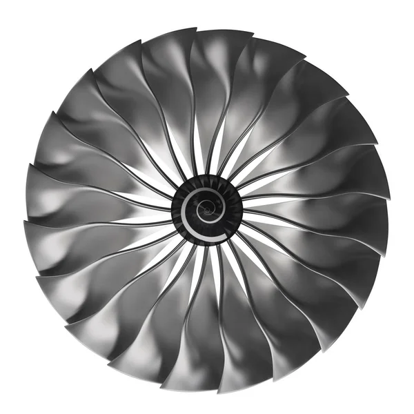 Motor a jato, lâminas de turbina de avião, renderização 3d — Fotografia de Stock