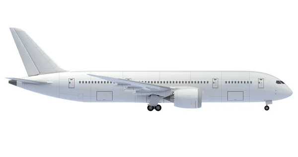 Avión comercial. Representación 3D. Vista lateral derecha — Foto de Stock