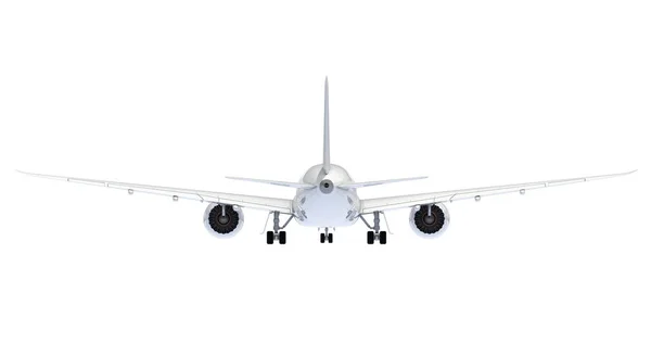 Commercial jet plane. 3D render. Rear view — Stock Photo, Image