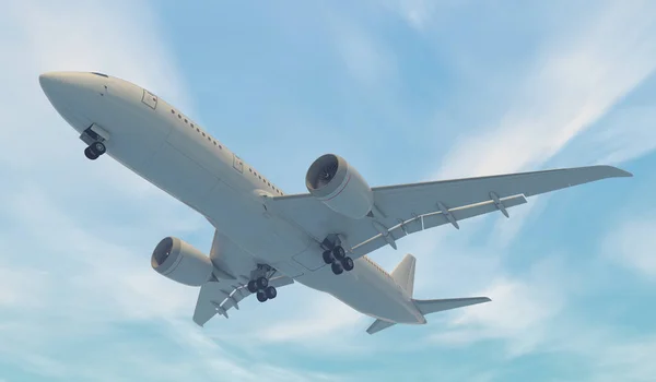 Vliegtuig vliegen. 3D render — Stockfoto