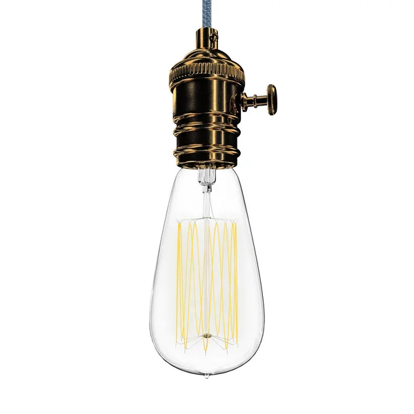 Reális vintage izzó villanykörte. 3D render — Stock Fotó