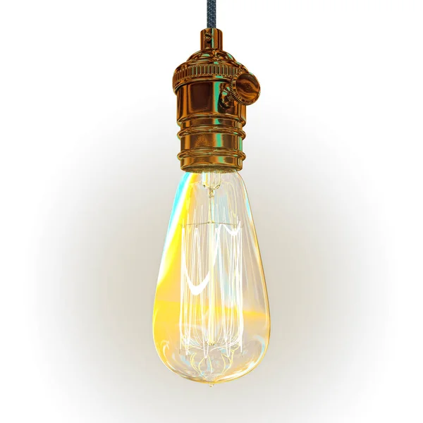 Realistische vintage gloeiende gloeilamp. 3D render — Stockfoto