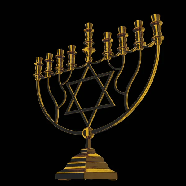 Menorah de Hanukkah render 3d —  Fotos de Stock