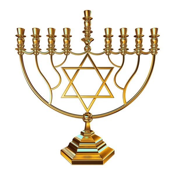 Menorah de Hanukkah render 3d —  Fotos de Stock