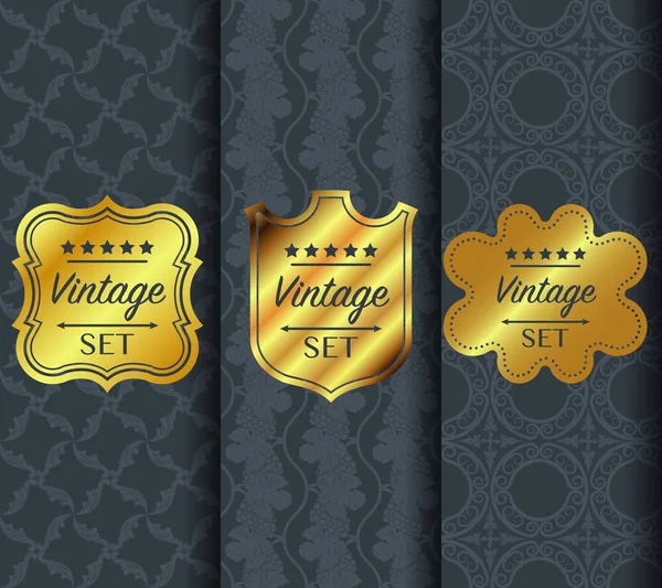 Gouden vintage patroon op donkere achtergrond — Stockvector