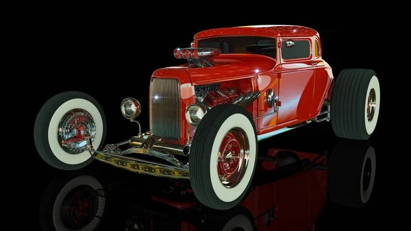 Hot Rod 3D vykreslení — Stock fotografie