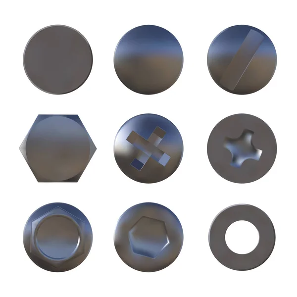 Un conjunto de tornillos de la astilla de metal y perno vector — Archivo Imágenes Vectoriales