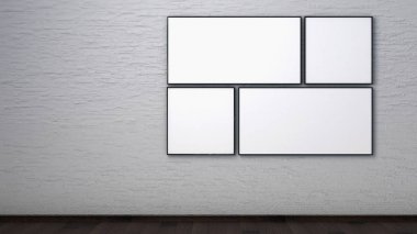 İç bir tuğla duvar poster. 3B render