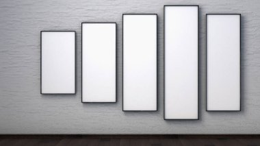 İç bir tuğla duvar poster. 3B render