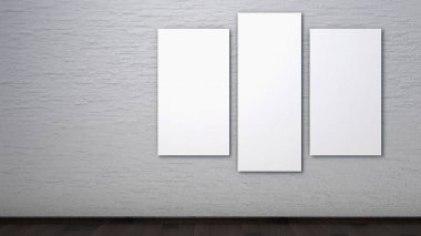 İç bir tuğla duvar poster. 3B render