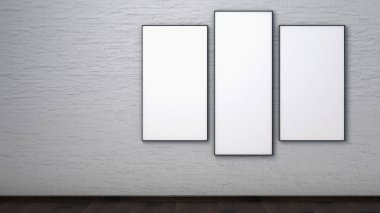 İç bir tuğla duvar poster. 3B render