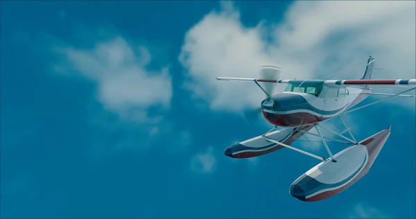 Retro seaplane illustration. 3D render — Stock Photo, Image