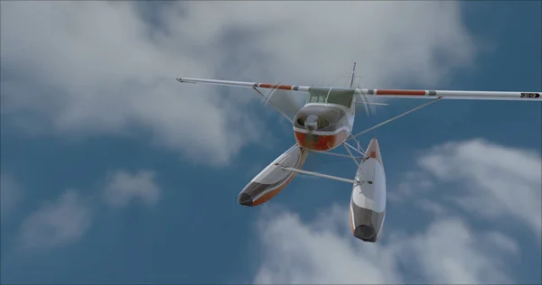 复古的水上飞机插图。3D渲染 — 图库照片