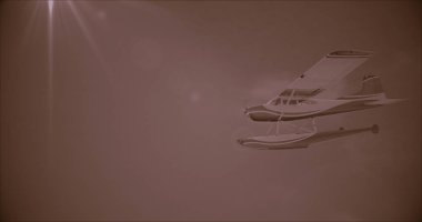 Retro deniz uçağı illüstrasyon. 3d render. Gürültü ile üst üste retro fotoğraf filtresi