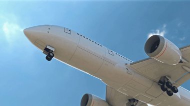 Ticari Jet uçağı kalkıyor. 3 Boyutlu Hazırlama