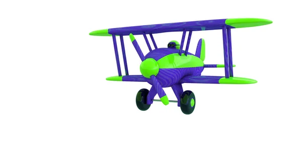 Flying a toy plane on a white screen. 3D render — Stock Photo, Image