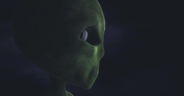 Alien close-up. Isoleret på en monokrom blå baggrund. 3D-gengivelse – Stock-video