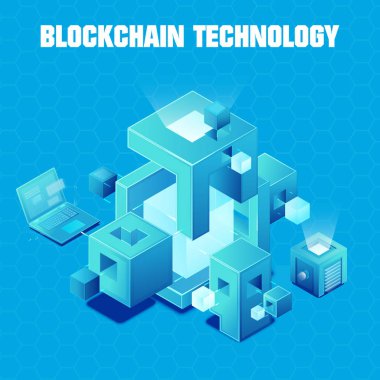 Blockchain teknoloji vektör çizim