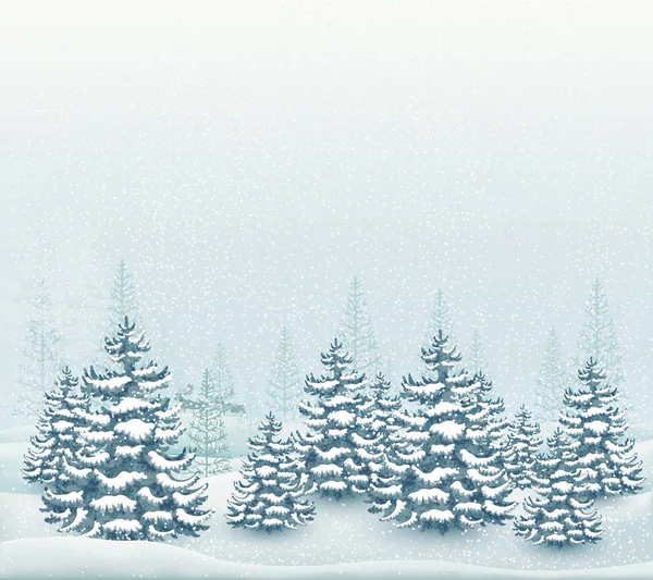 Forest Winter Landschap Vectorillustratie — Stockvector