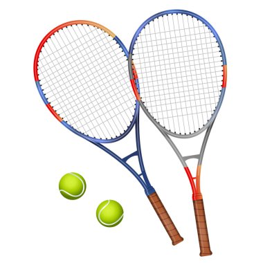 İki tenis raketleri ve iki top vektör illüstrasyon