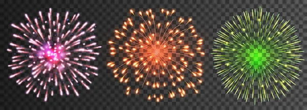 Conjunto Fuegos Artificiales Vectoriales Aislados — Vector de stock