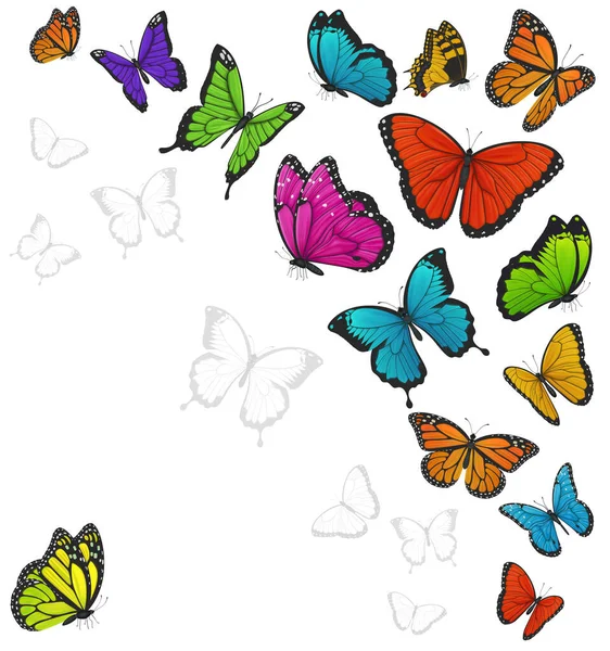 カラフルな蝶のイラストの背景 — ストックベクタ