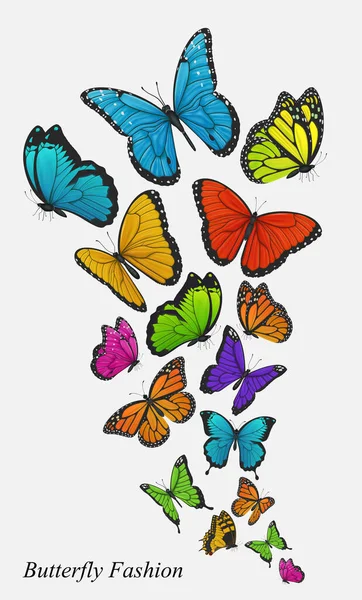 カラフルな蝶のイラストの背景 — ストックベクタ