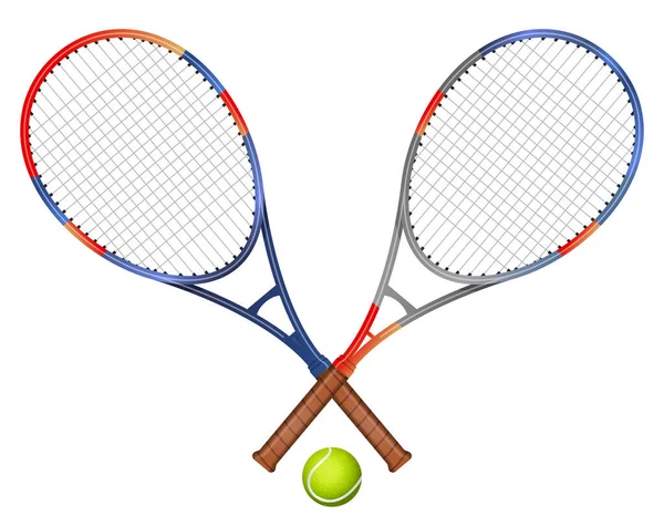 Dos Raquetas Tenis Ilustración Vectores Pelota — Vector de stock