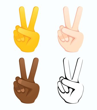Farklı biçimlerde barış el işareti emojisi