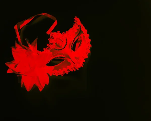 Red Carnival Mask Black Background New Year Caranaval Concept — Stock Photo, Image