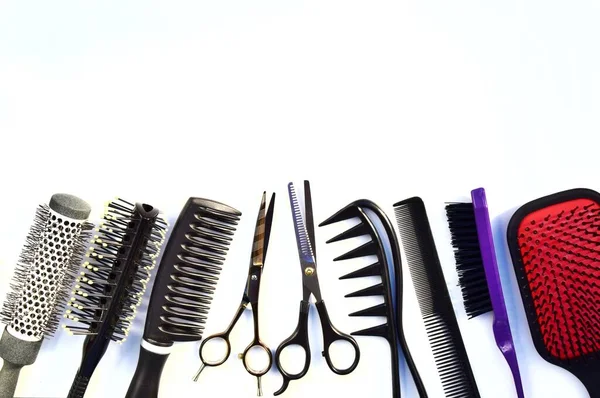 Hairdressing Various Accessories Light Background Concept Hairdressing Beauty Industry — Stock Photo, Image