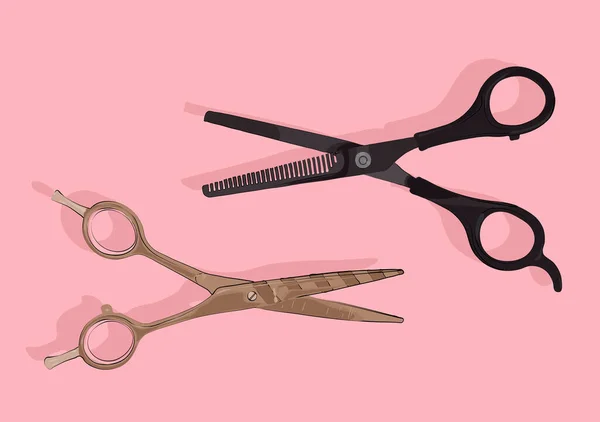 铬理发师剪刀的单色图解 以粉红为背景隔离 — 图库照片